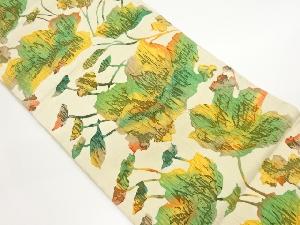 ふくれ織抽象花葉模様全通洒落袋帯